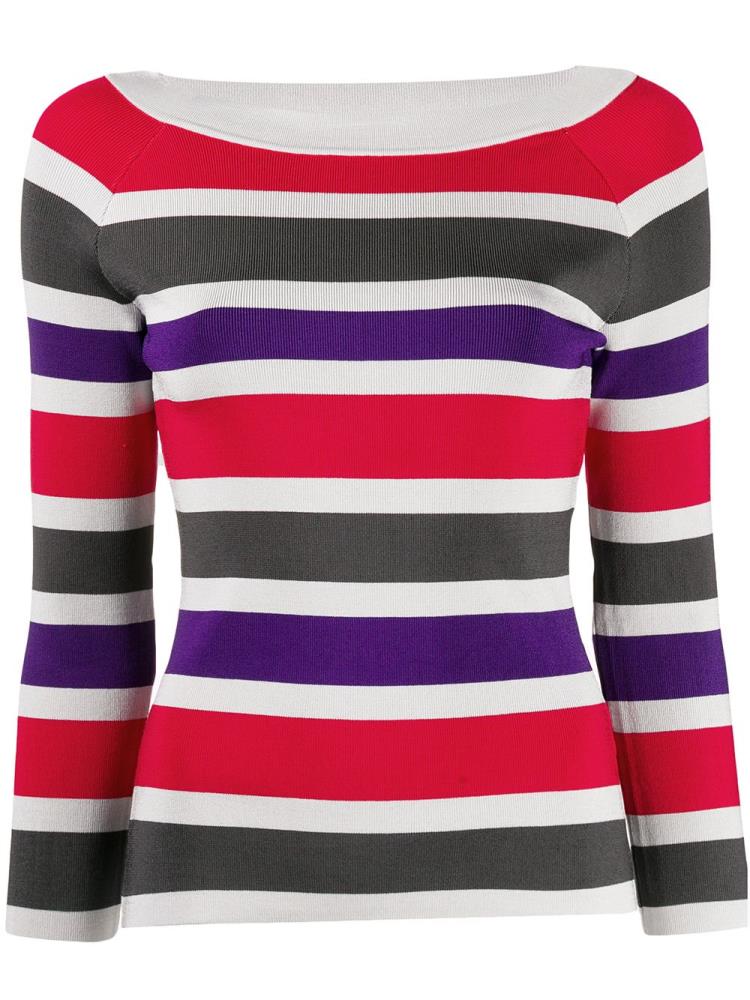 Jerséis Armani Emporio Ribbed Knit Striped Mujer Rojas | SVUUUXLL