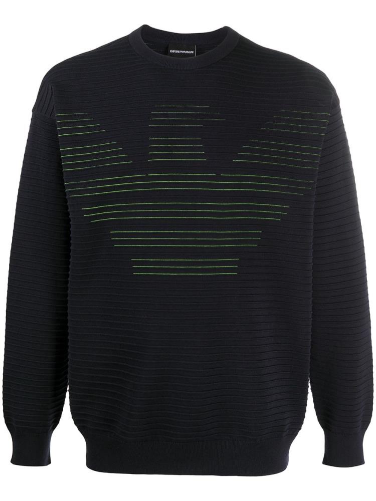 Jerséis Armani Emporio Stitched Logo Hombre Azules | CSRP4C28