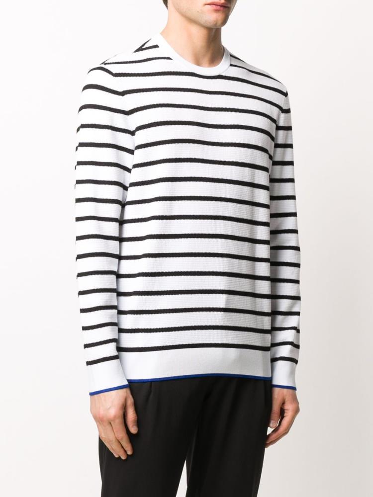 Jerséis Armani Emporio Striped Long Sleeve Hombre Blancas Azules | PB99GDBZ