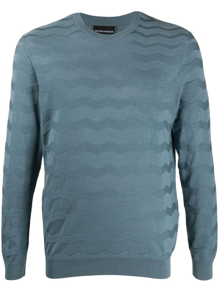 Jerséis Armani Emporio Wave Knitted Hombre Azules | NNFS7F3R