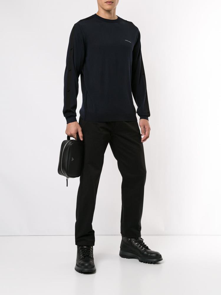 Jerséis Giorgio Armani Fine Knit Hombre Azules | OHRUWTMO