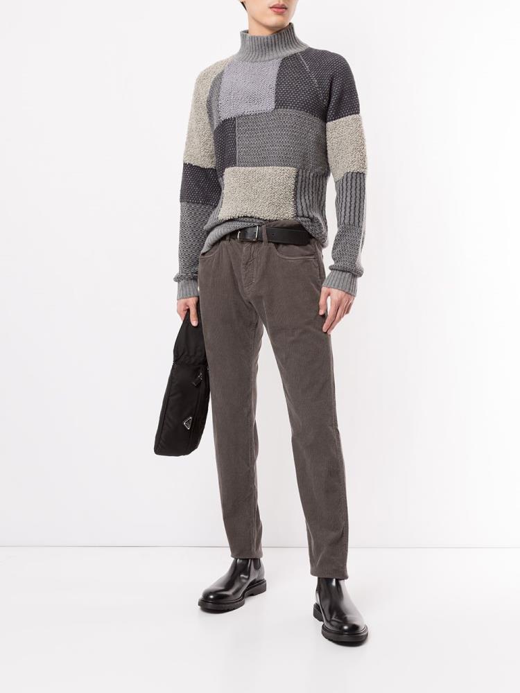 Jerséis Giorgio Armani Patchwork Knit Hombre Gris | B5U5L1GV