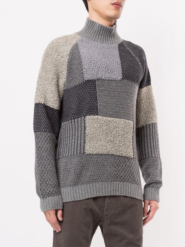 Jerséis Giorgio Armani Patchwork Knit Hombre Gris | B5U5L1GV