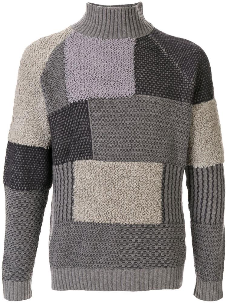 Jerséis Giorgio Armani Patchwork Knit Hombre Gris | B5U5L1GV