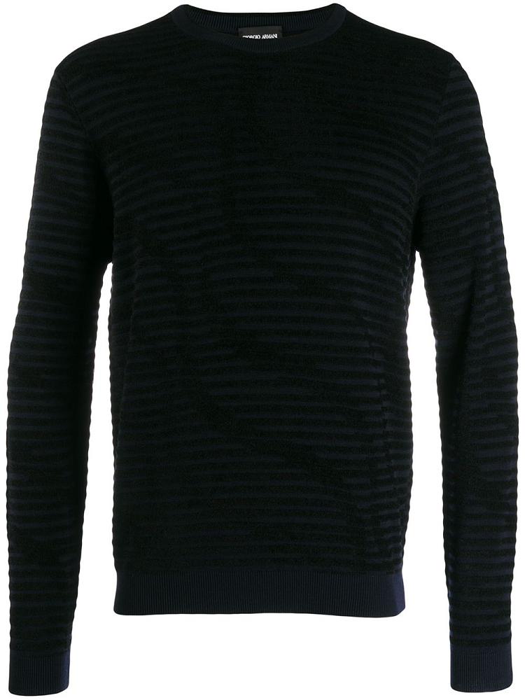 Jerséis Giorgio Armani Ribbed Hombre Azules Negras | Z45DURQO