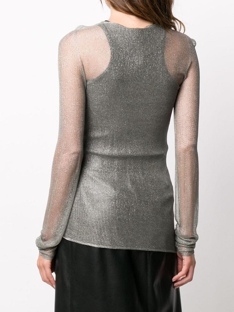 Jerséis Giorgio Armani See Through Knitted Mujer Gris | 1VQKEWLA