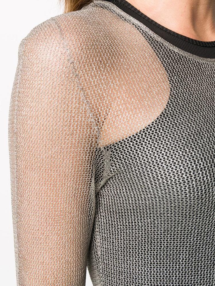 Jerséis Giorgio Armani See Through Knitted Mujer Gris | 1VQKEWLA