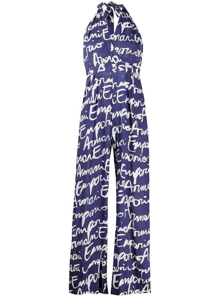 Jumpsuit Armani Emporio Signature Logo Print Mujer Azules Blancas | DOAW6Y78