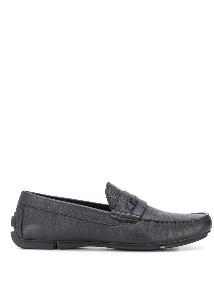 Loafers Armani Emporio Textured Logo Plaque Hombre Negras | 0LZ5ZPZL