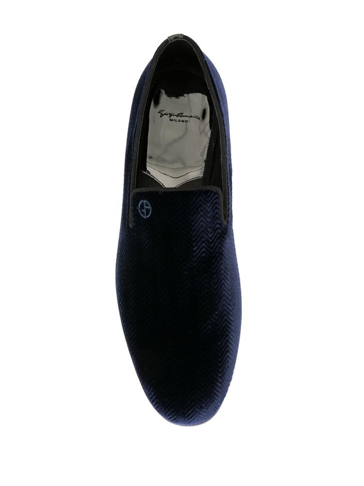 Loafers Giorgio Armani Velvet Logo Hombre Azules | EBQ9N8HD