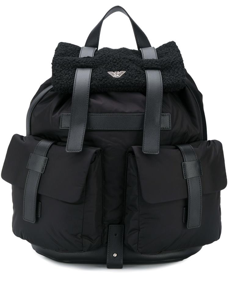 Mochilas Armani Emporio Logo Hombre Negras | FZGEKD3H