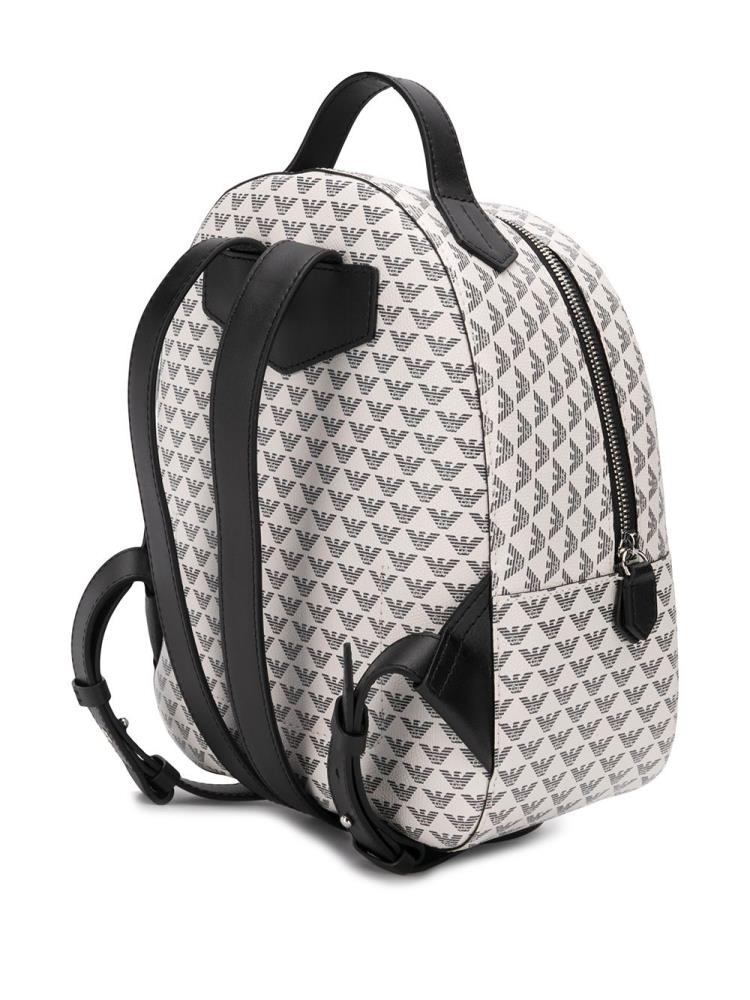 Mochilas Armani Emporio Logo Print Mujer Blancas Negras | 1APPOP5L