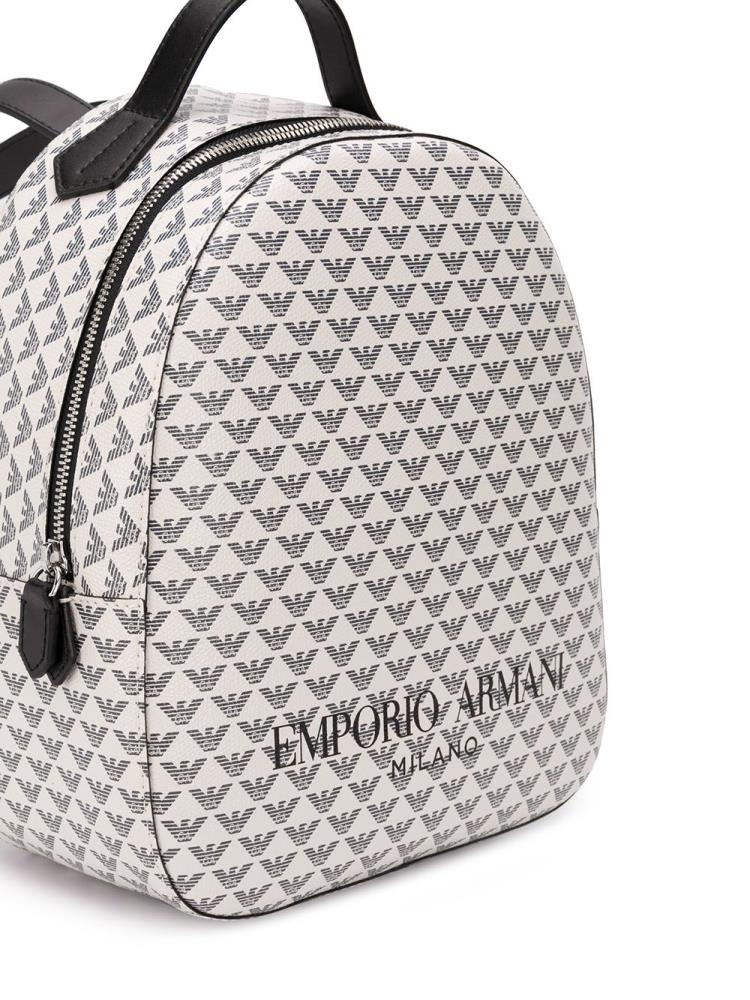 Mochilas Armani Emporio Logo Print Mujer Blancas Negras | 1APPOP5L