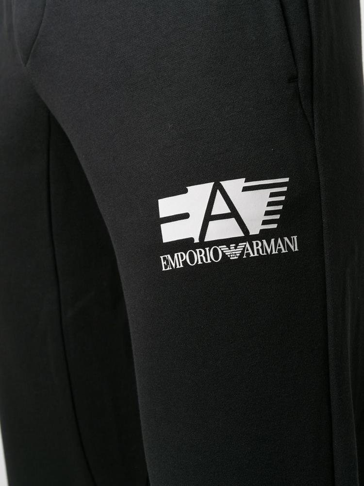 Pantalones Ea7 Emporio Armani Logo Print Pista Hombre Negras | EHEIZAPJ