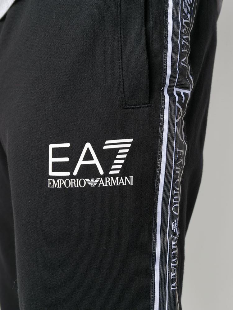 Pantalones Ea7 Emporio Armani Logo Print Pista Hombre Negras | KRWCRLSJ