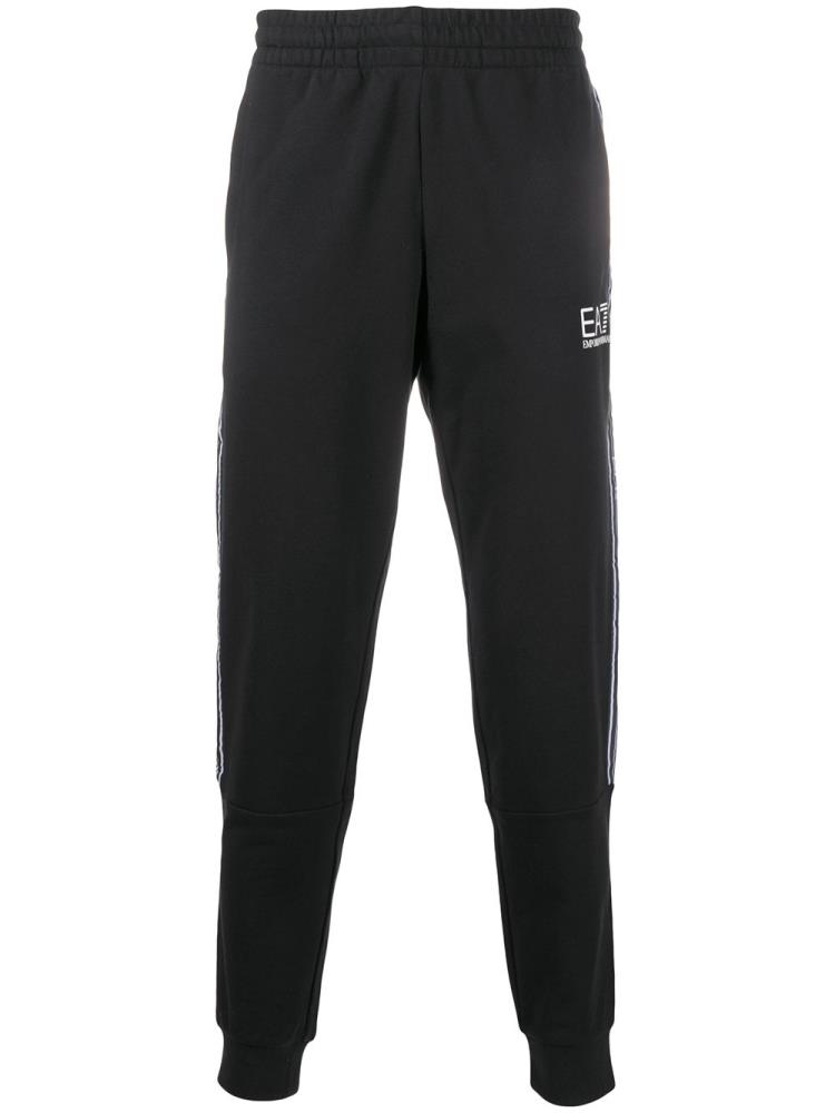 Pantalones Ea7 Emporio Armani Logo Print Pista Hombre Negras | KRWCRLSJ