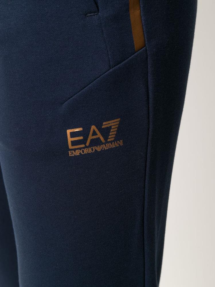 Pantalones Ea7 Emporio Armani Tapered Printed Logo Pista Mujer Azules | NORUOHTR