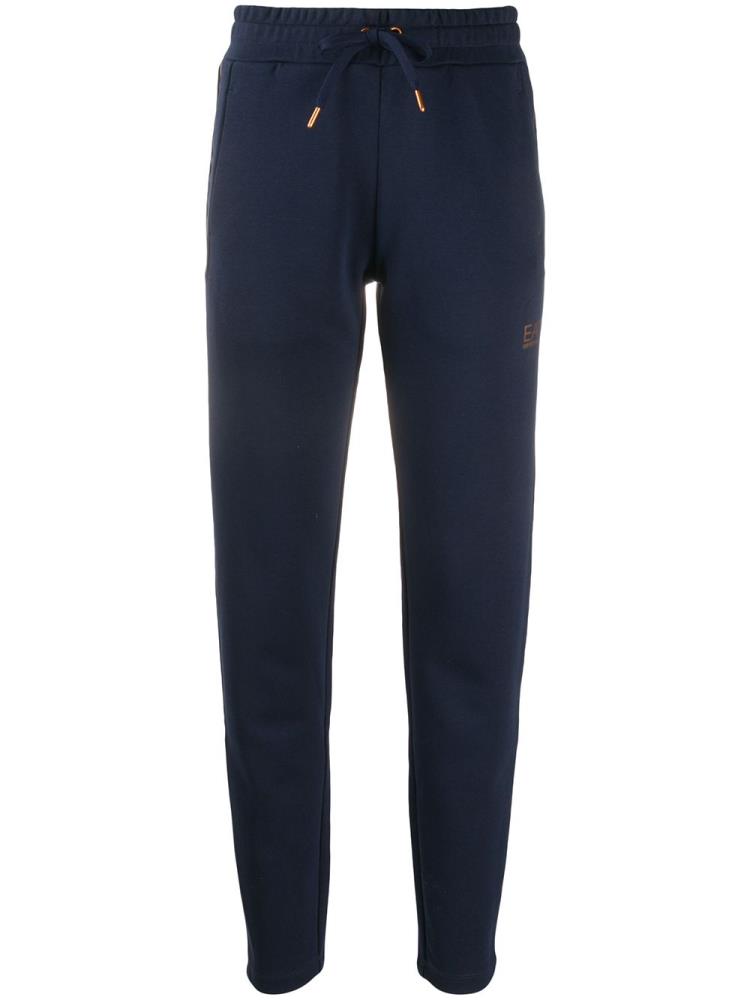 Pantalones Ea7 Emporio Armani Tapered Printed Logo Pista Mujer Azules | NORUOHTR