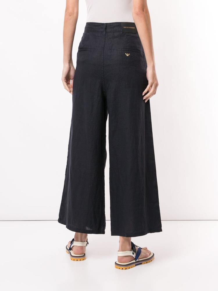 Pantalones Armani Emporio Anchos Leg High Waisted Mujer Azules | IDRVFE3Z