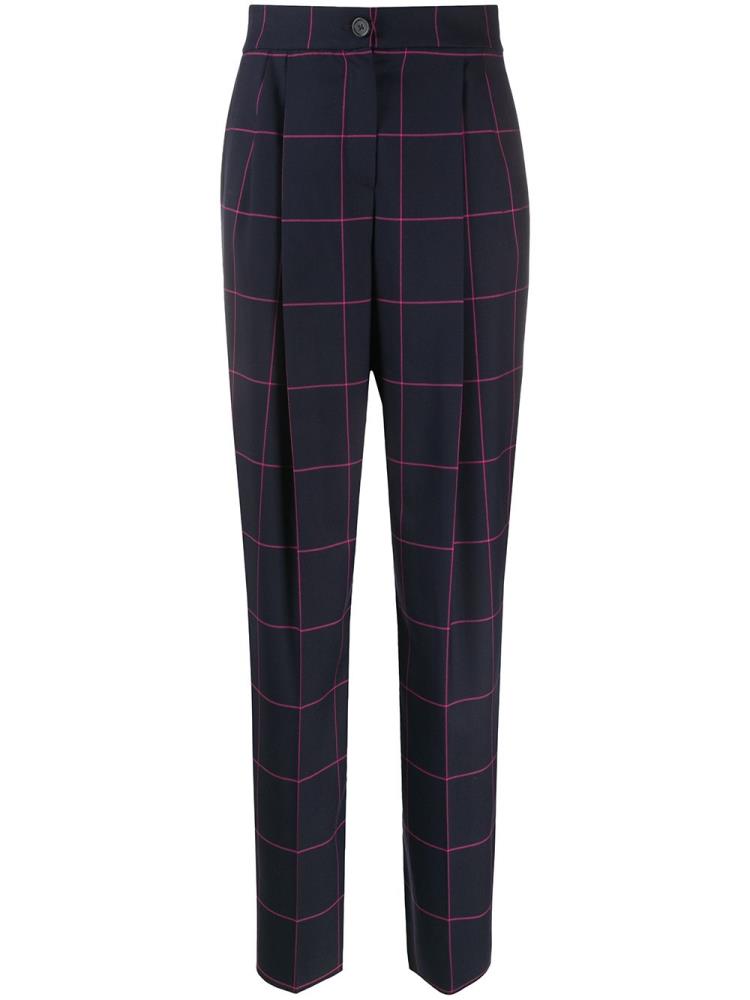 Pantalones Armani Emporio Checked Tailored Pants Mujer Azules Rosas | CEH11XQ5