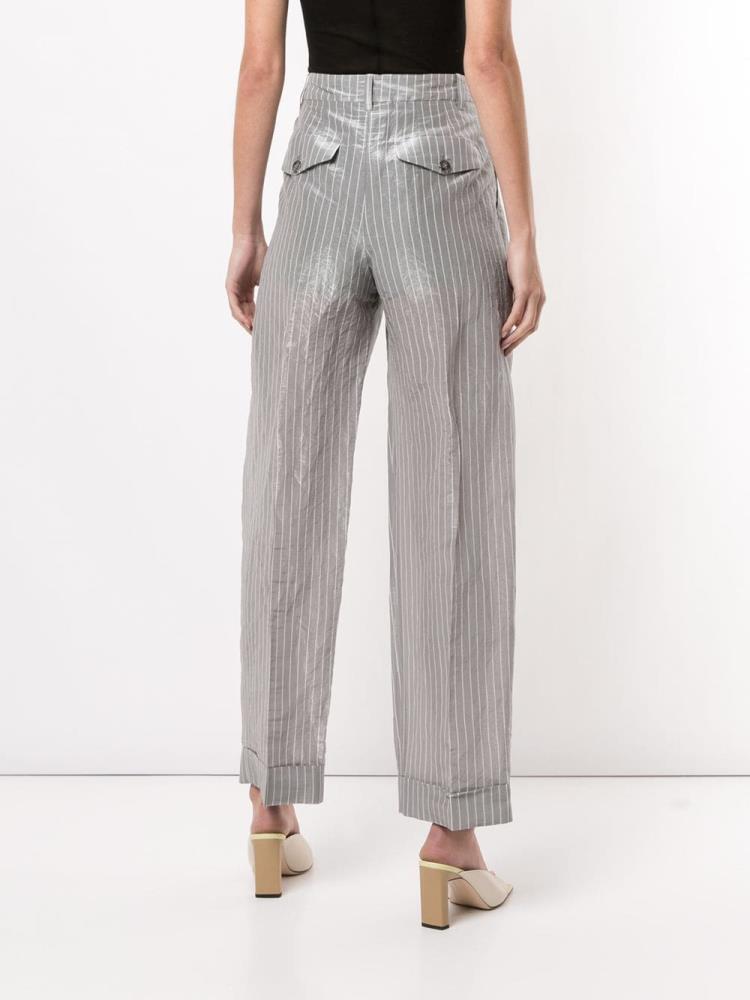 Pantalones Armani Emporio Crinkle Effect Pinstriped Mujer Gris Plateadas | XAXYFA4S