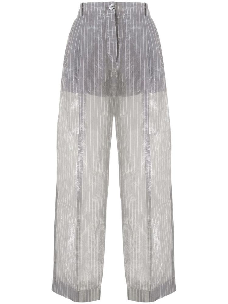 Pantalones Armani Emporio Crinkle Effect Pinstriped Mujer Gris Plateadas | XAXYFA4S