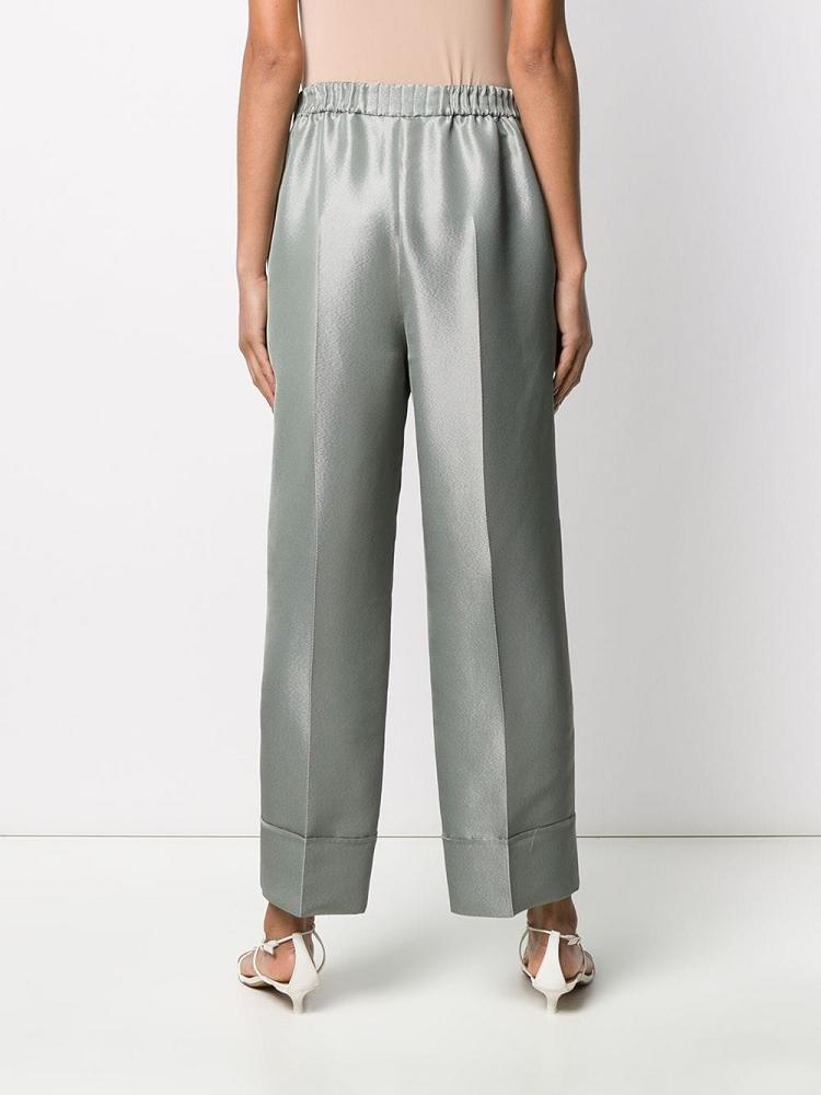 Pantalones Armani Emporio Metallic High Cintura Mujer Verde | XF2GS7XM