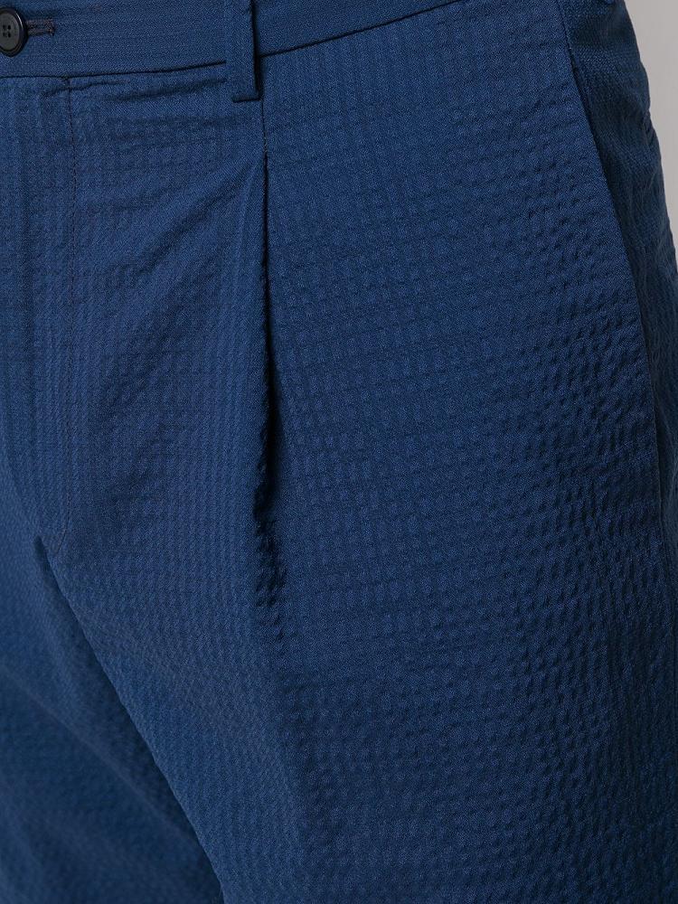 Pantalones Armani Emporio Seersucker Wool Blend Hombre Azules | 5TN0886W