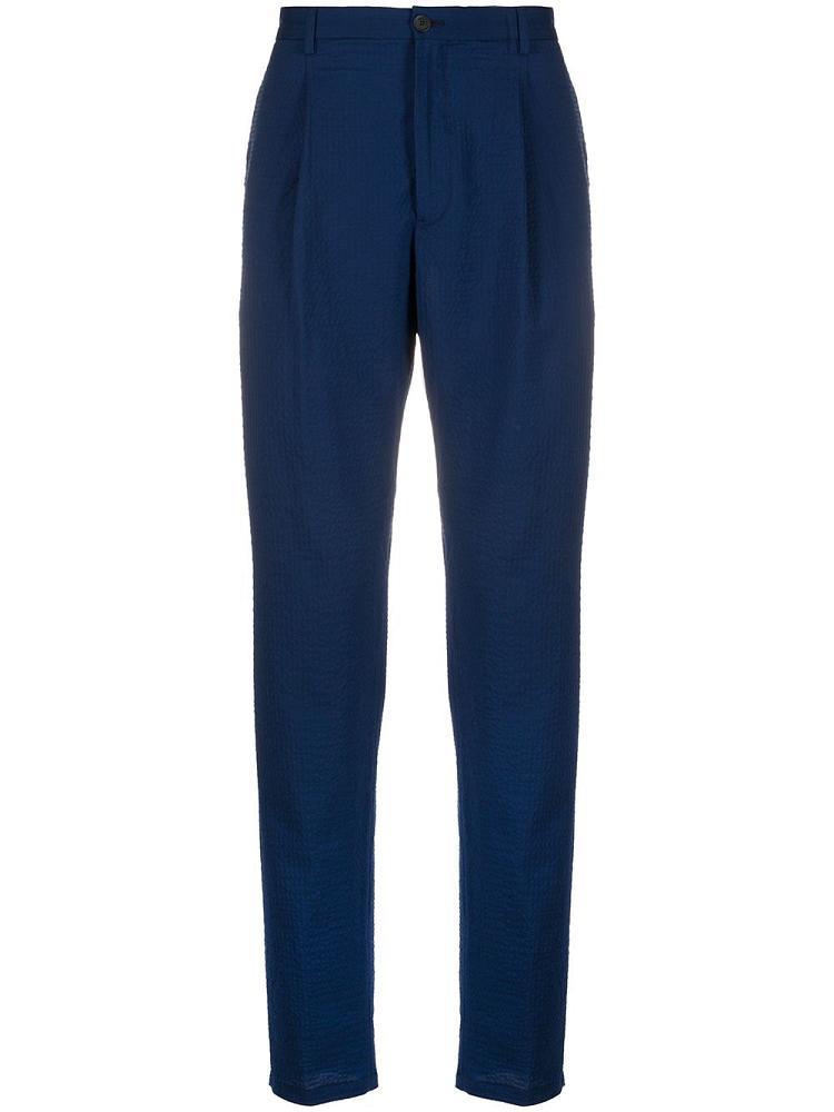 Pantalones Armani Emporio Seersucker Wool Blend Hombre Azules | 5TN0886W