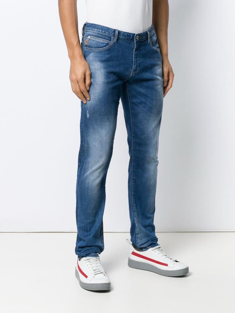 Pantalones Armani Emporio Slim Fit Hombre Azules | 31FUM8KN