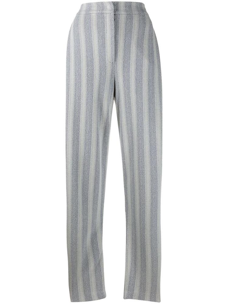 Pantalones Armani Emporio Striped Herringbone Mujer Gris Azules | DHZ0LP2M