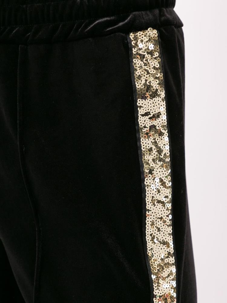 Pantalones Armani Emporio Textured Glitter Detail Pista Mujer Negras Doradas | XHGUW73Z