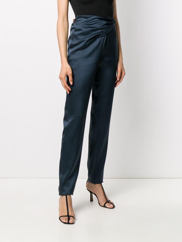 Pantalones Giorgio Armani Draped Cintura Mujer Azules | N9K5J0TI