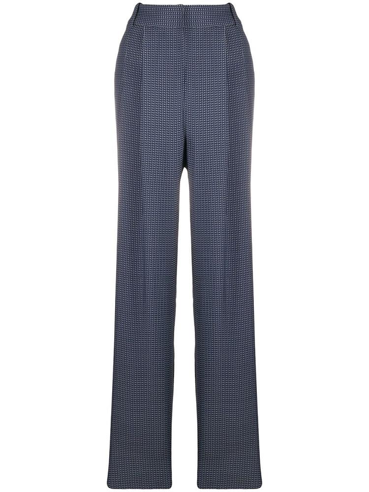 Pantalones Giorgio Armani Geometric Pattern High Rise Mujer Azules | WSQ3K961