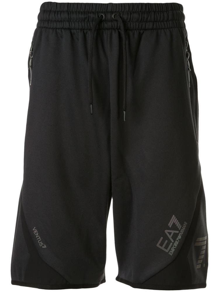 Pantalones Cortos Ea7 Emporio Armani Logo Jersey Hombre Negras | QNO7FQBE