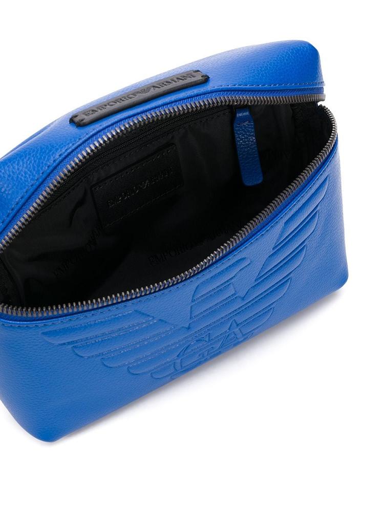 Riñonera Armani Emporio Logo Embossed Hombre Azules | U6P4NJ3Z