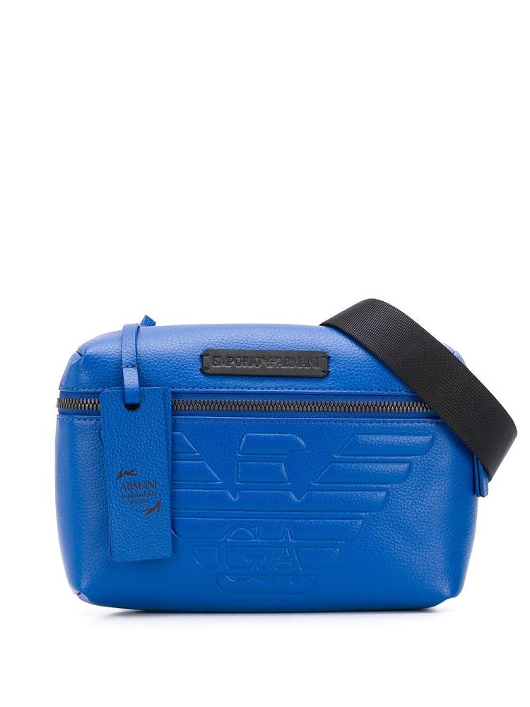 Riñonera Armani Emporio Logo Embossed Hombre Azules | U6P4NJ3Z