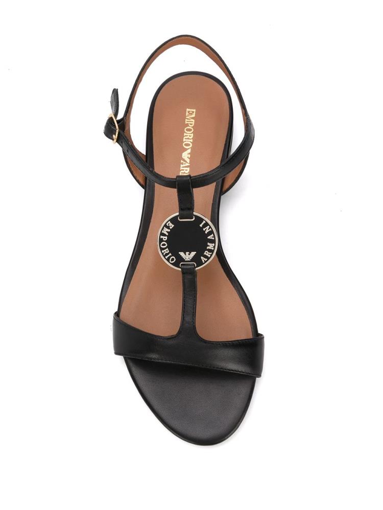 Sandalias Armani Emporio Block Heel Logo Mujer Negras | BDSKD7H2