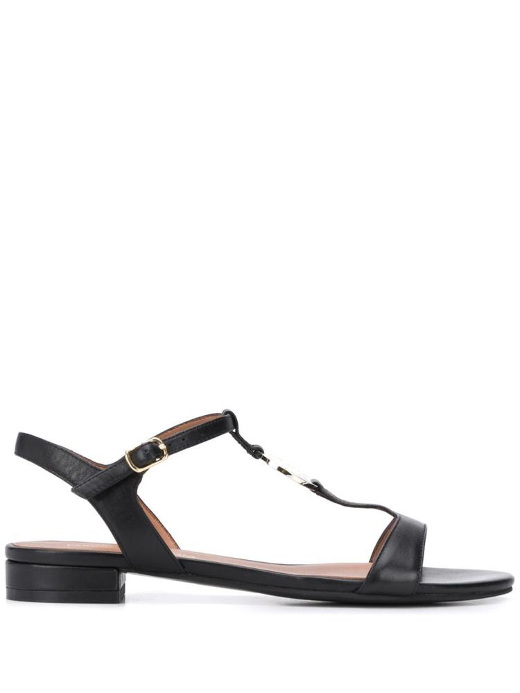 Sandalias Armani Emporio Block Heel Logo Mujer Negras | BDSKD7H2