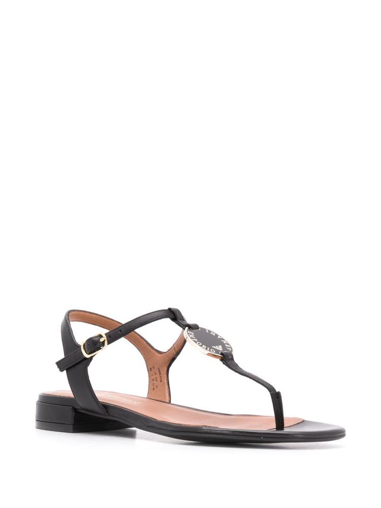 Sandalias Armani Emporio Buckled Logo Mujer Negras | WKEY1QGZ