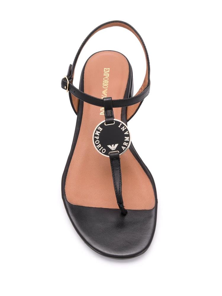 Sandalias Armani Emporio Buckled Logo Mujer Negras | WKEY1QGZ