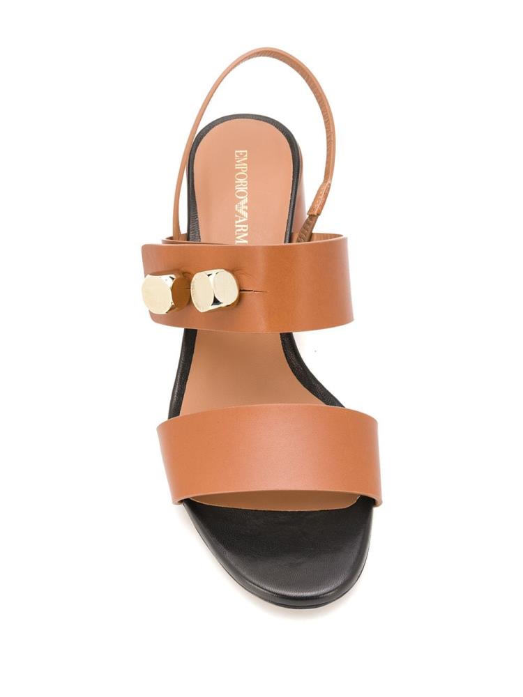 Sandalias Armani Emporio Cube Appliqués Mujer Marrones | WGKT1O1N