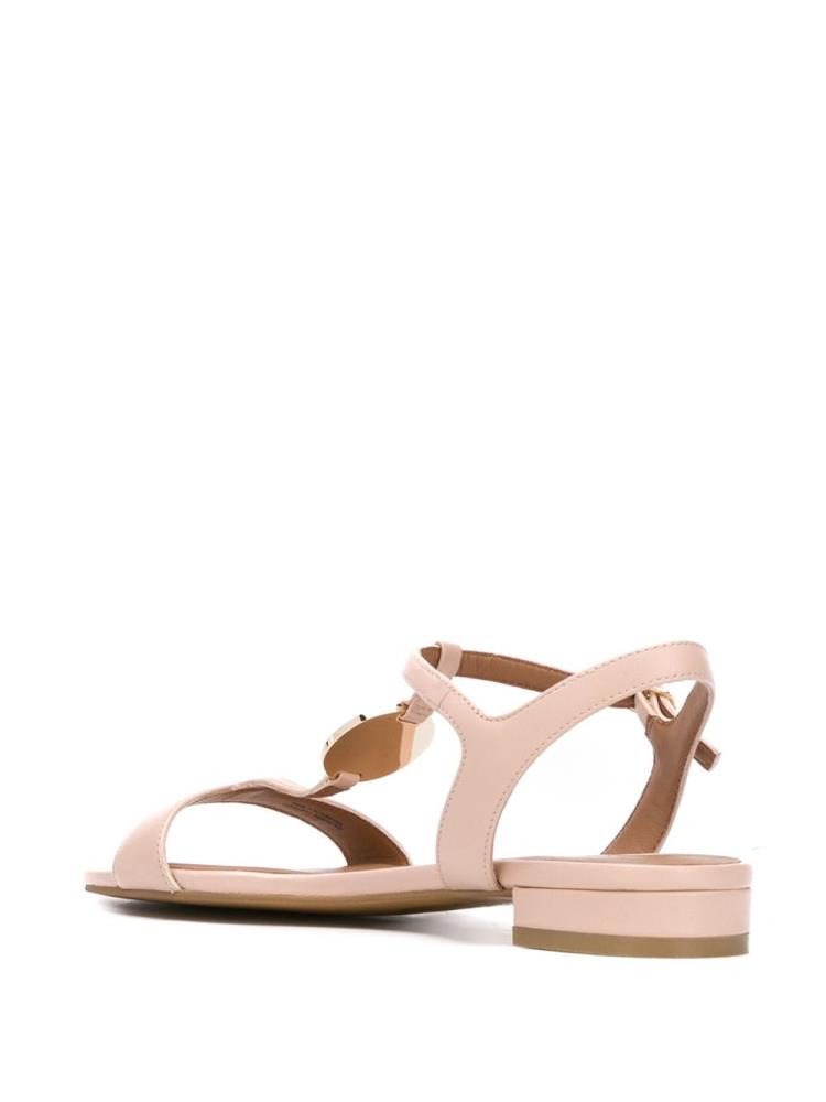 Sandalias Armani Emporio Low Heel Logo Mujer Beige | NV0B6V44