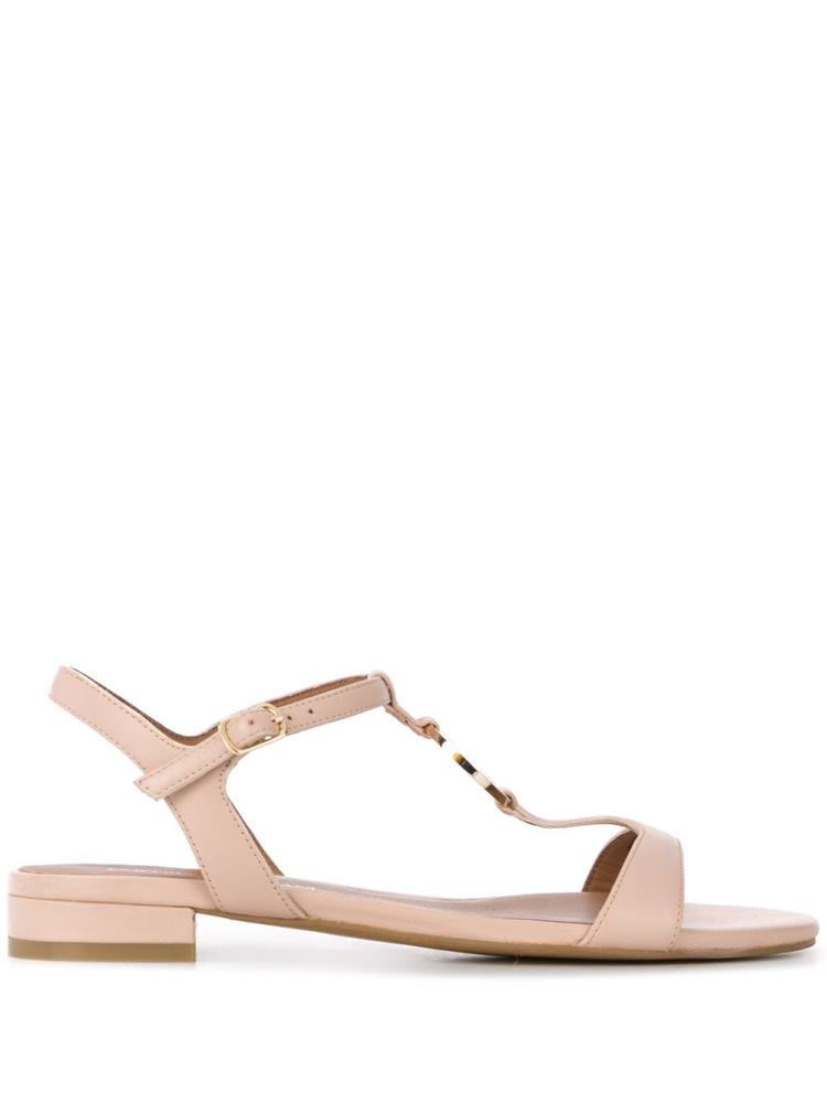 Sandalias Armani Emporio Low Heel Logo Mujer Beige | NV0B6V44