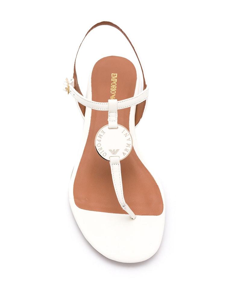 Sandalias Armani Emporio Low Heel Logo Mujer Blancas | O69RA06M