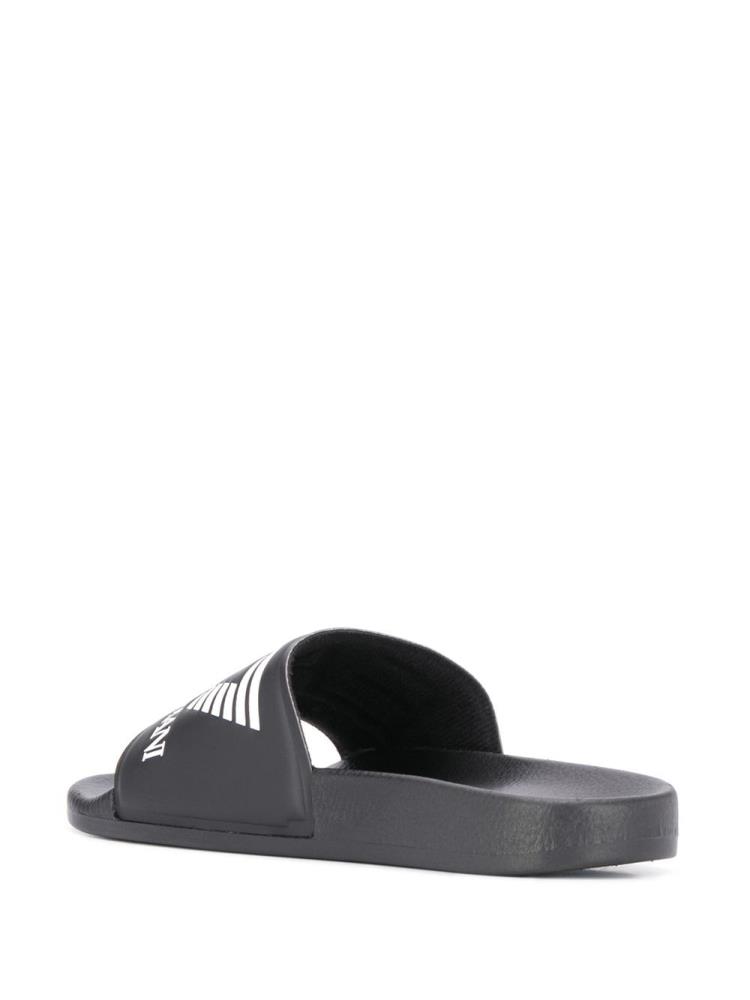 Sandalias de Diapositivas Ea7 Emporio Armani Debossed Logo Mujer Negras | AW0PD9PC