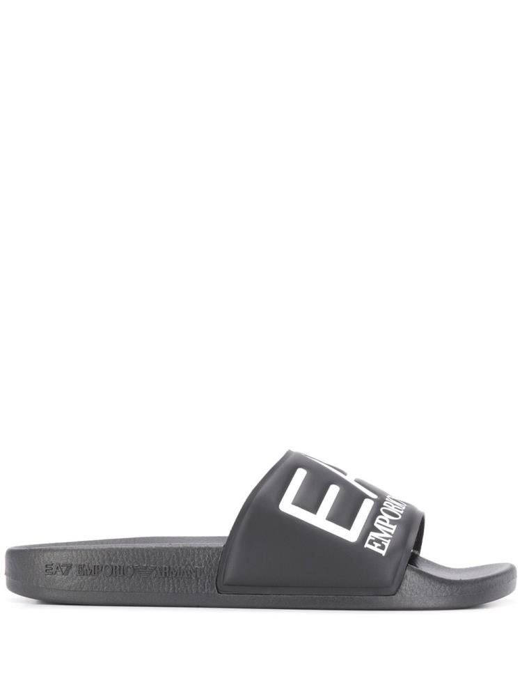 Sandalias de Diapositivas Ea7 Emporio Armani Debossed Logo Mujer Negras | AW0PD9PC