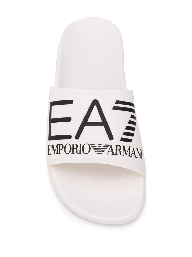 Sandalias de Diapositivas Ea7 Emporio Armani Printed Logo Mujer Blancas | EKTHL7Q9