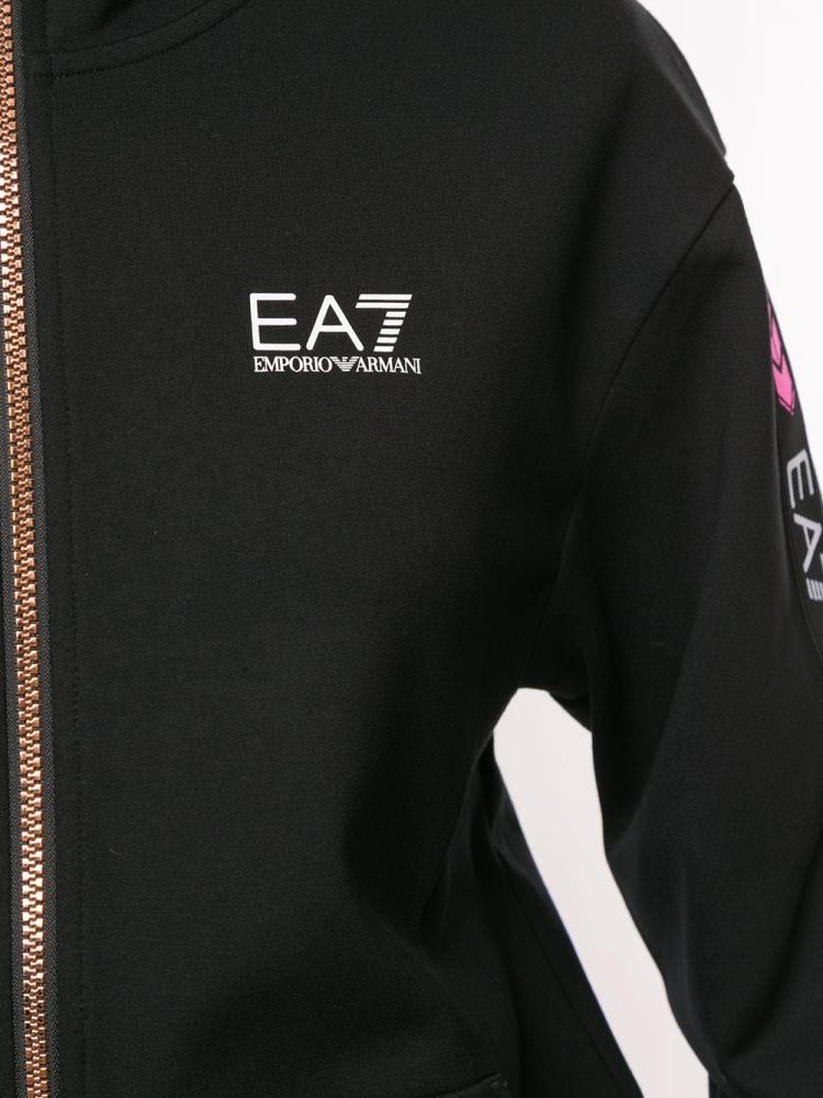 Sudadera Con Capucha Ea7 Emporio Armani Logo Print Zip Up Mujer Negras | PTAESZQY