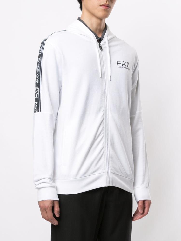 Sudadera Con Capucha Ea7 Emporio Armani Logo Stripe Hombre Blancas Negras | RNMOQFPO